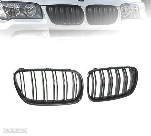 GRELHAS FRONTAIS DUPLAS PARA BMW X3 E83 06-11 PRETO BRILHANTE - 1