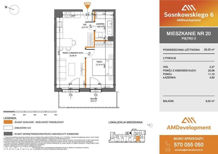 M29 Mieszkanie 2 pokojowe z balkonem 38,05 m2 - Pełny obrazek: 3/18