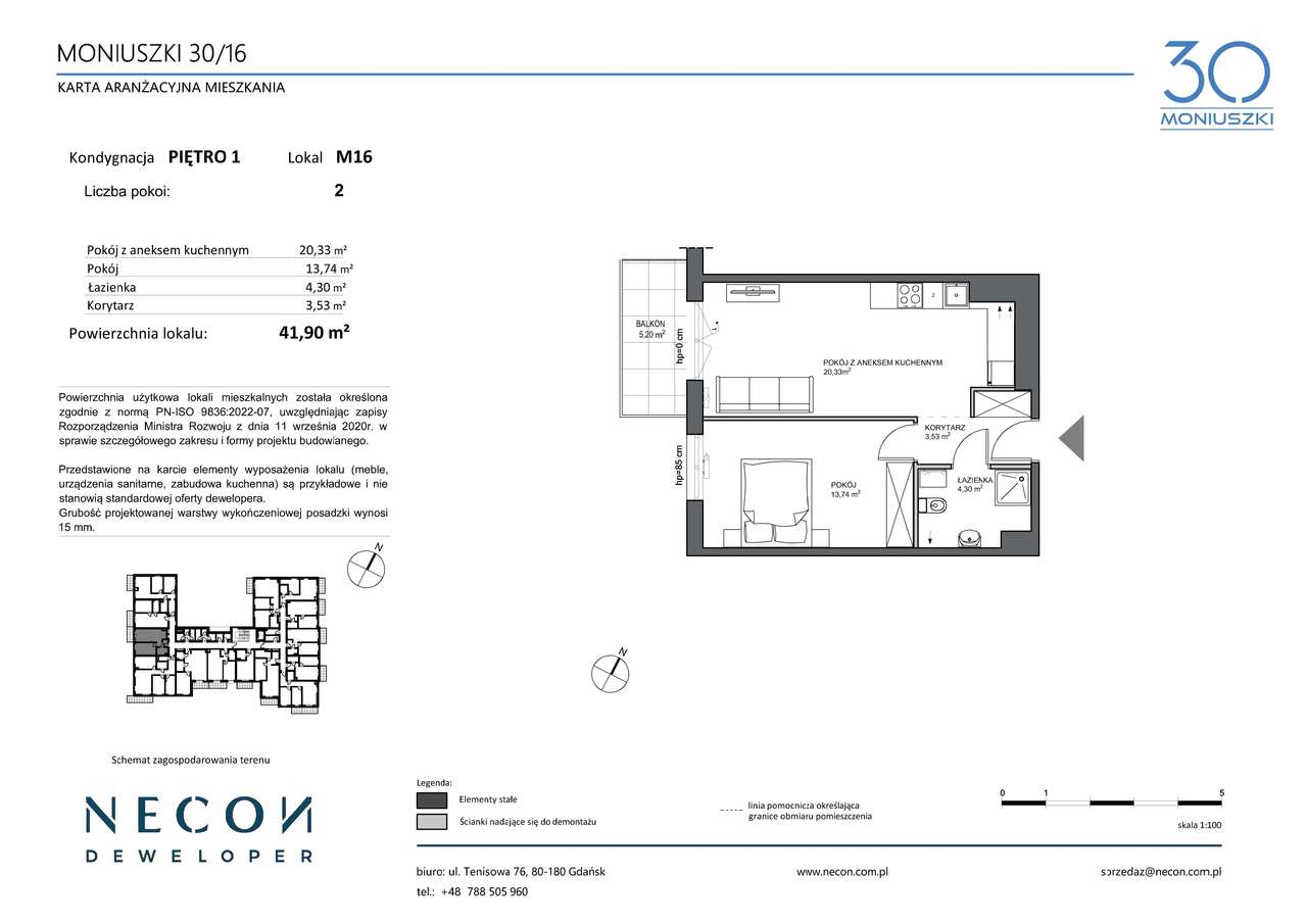 2-pokojowe mieszkanie 41,90 m2 MONIUSZKI 30/16 - Pełny obrazek: 2/6