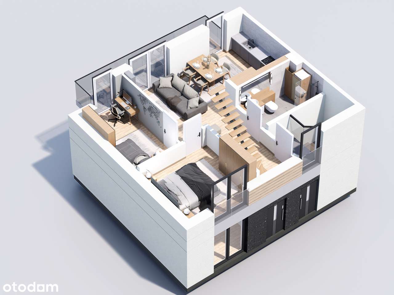 Mieszkanie dwupoziomowe  z dużym balkonem - Pełny obrazek: 4/8