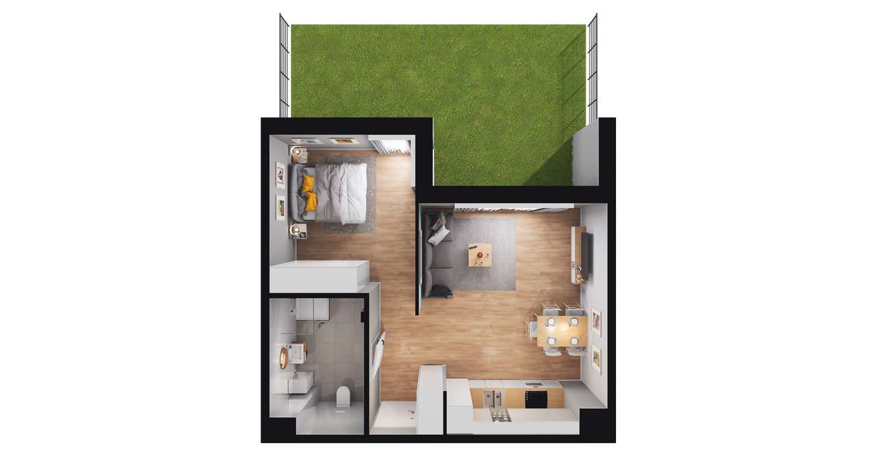 3-pokojowe mieszkanie 44m2 + ogródek Bezpośrednio - Pełny obrazek: 2/8