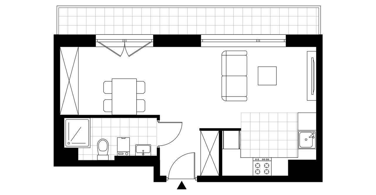 1-pokojowe mieszkanie 31m2 + taras Bezpośrednio - Pełny obrazek: 3/8