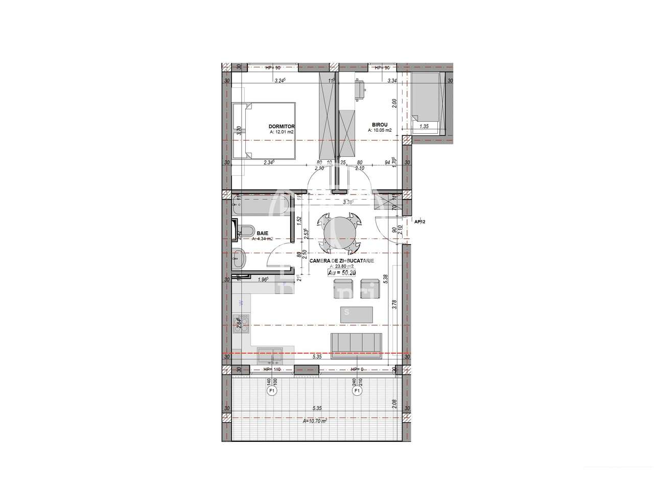 Apartament 3 camere, aer conditionat, finisat la cheie, terasa 12 mp-6