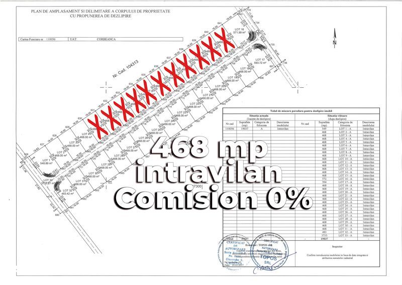 Intravilan Corbeanca 468 mp utili, 19.900 euro/lot, Comision 0%