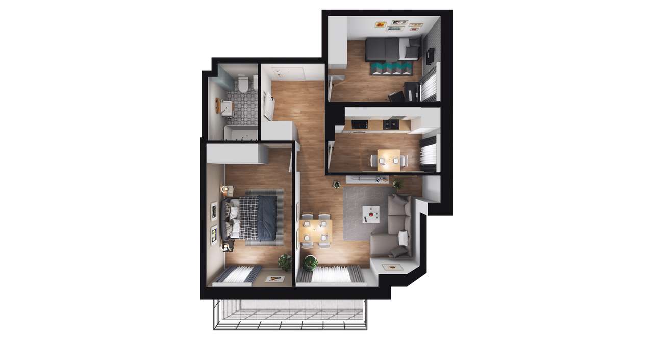 3-pokojowe mieszkanie 52m2 + balkon Bez Prowizji - Pełny obrazek: 2/8