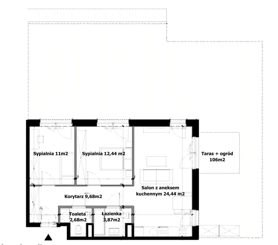 Narożne 3pokojowe mieszkanie z ponad 106 metrowym ogrodem! Na ten rok. - Pełny obrazek: 5/5