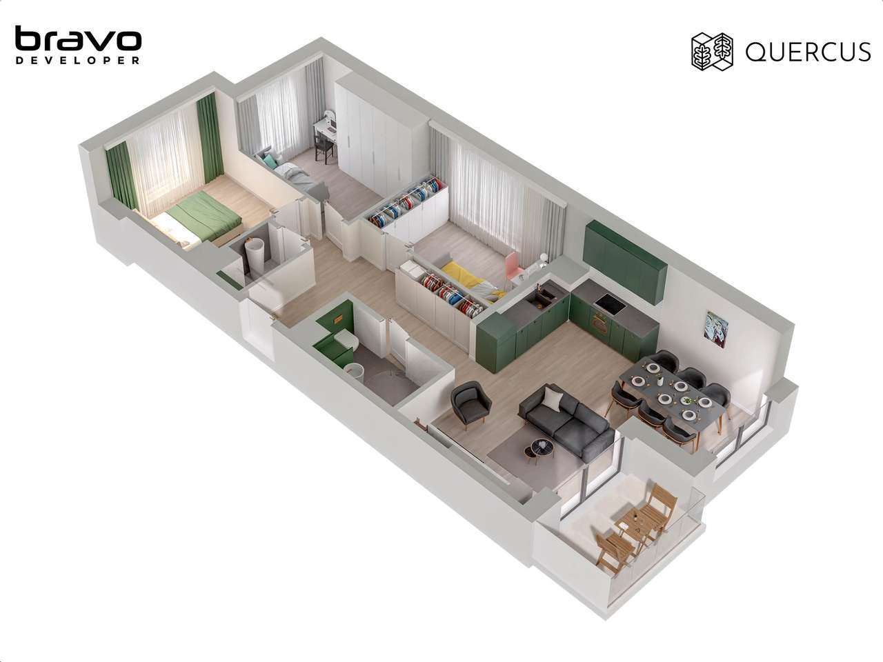 Quercus C.6.A 4 pokoje i balkon 5,07 m²
