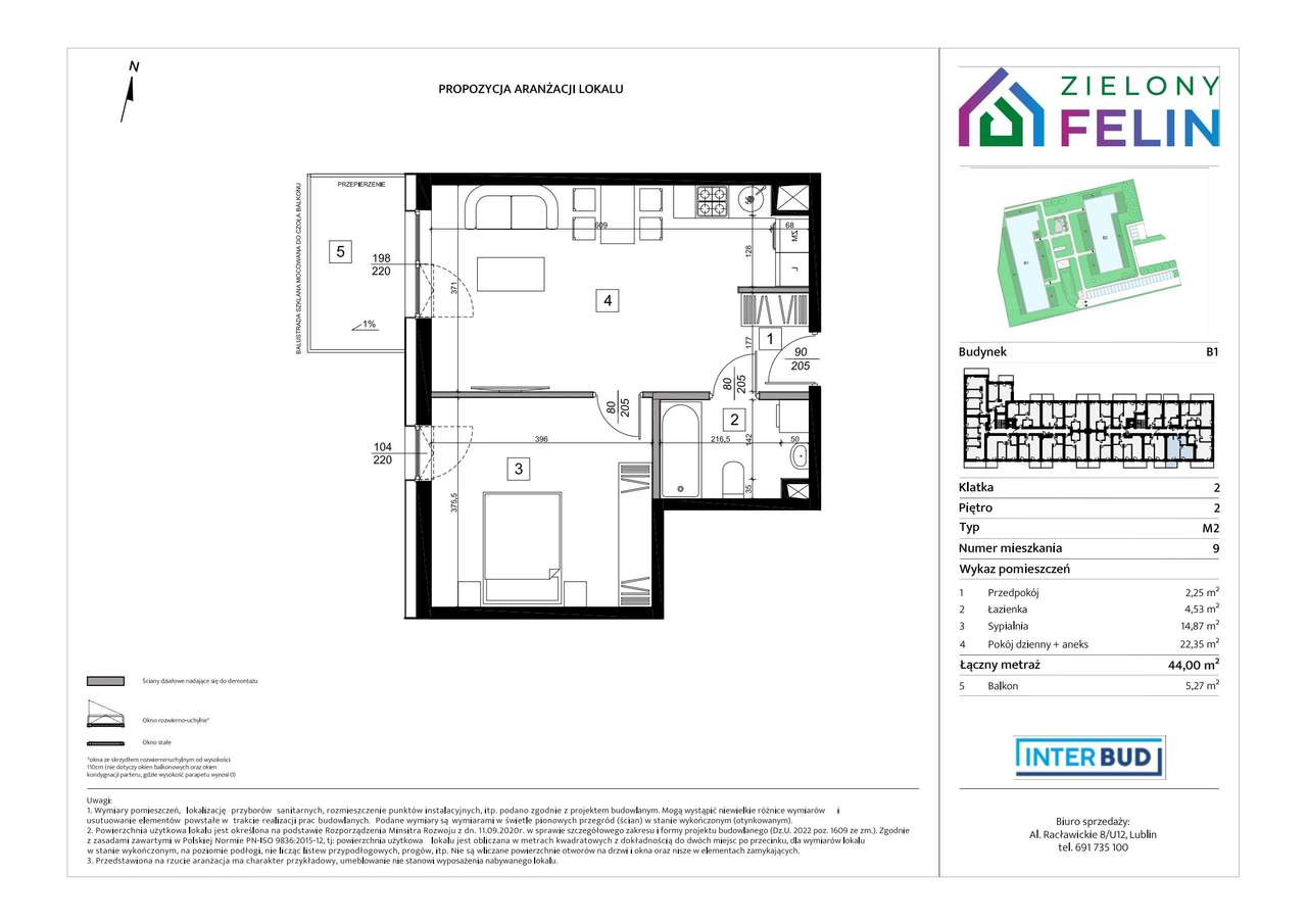 2-pokojowe mieszkanie 44 m² + balkon - Ansicht 2