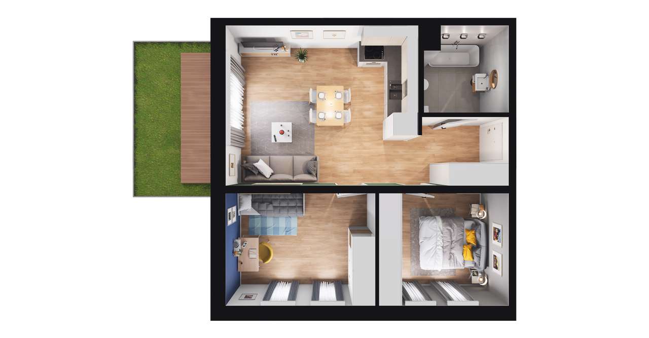 3-pokojowe mieszkanie 51m2 + ogródek Bez Prowizji - Pełny obrazek: 2/8