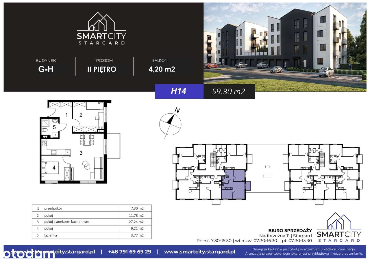 3-pokojowe mieszkanie 59m2 + balkon Bezpośrednio - Pełny obrazek: 2/7