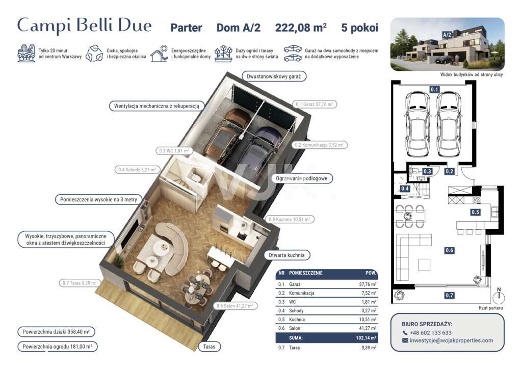222m2, działka 358m2, 5 pokoi, Ursynów, Deweloper - Pełny obrazek: 4/6