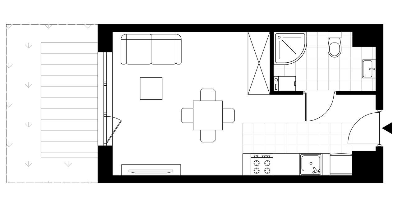 1-pokojowy apartament inwestycyjny 25m2 + ogródek - Pełny obrazek: 3/8