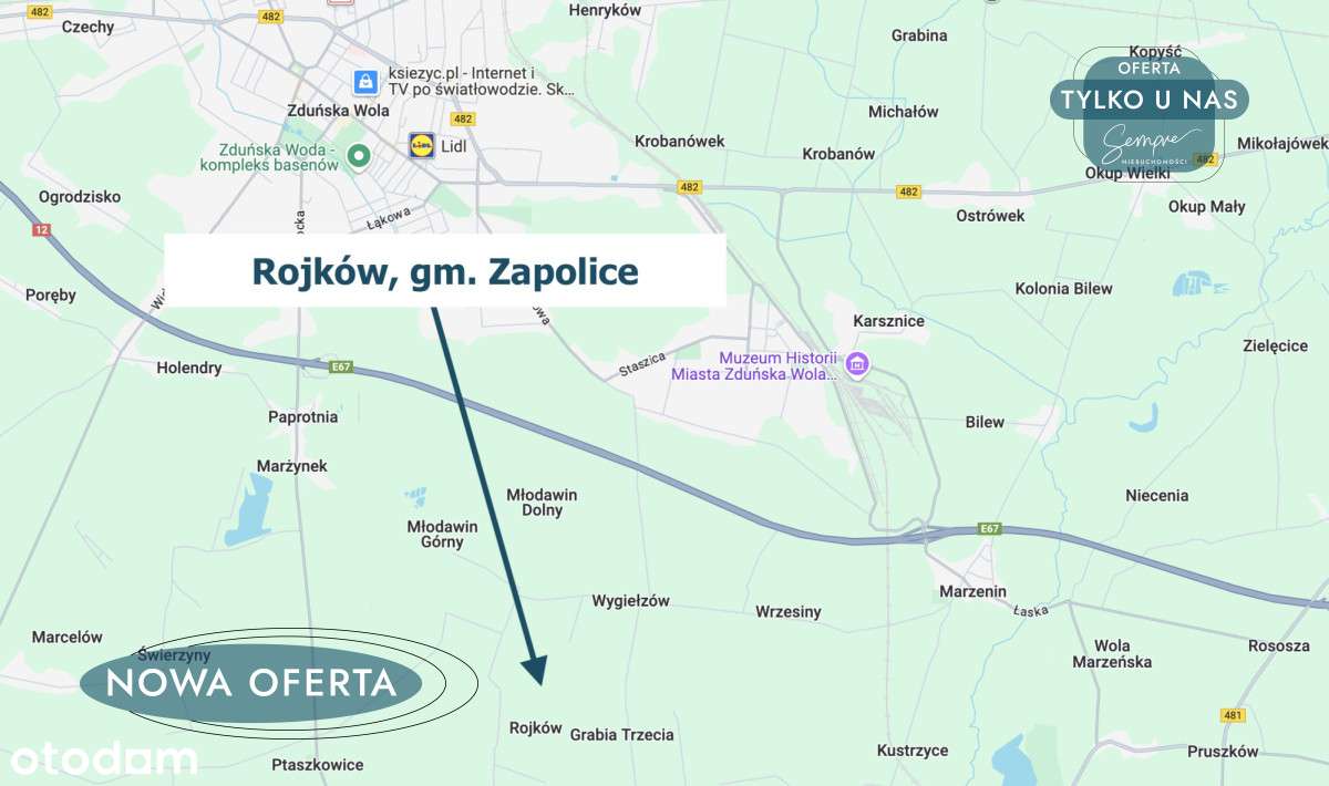 Działki z Wz, wodociąg, 10 km Zduńska Wola-3