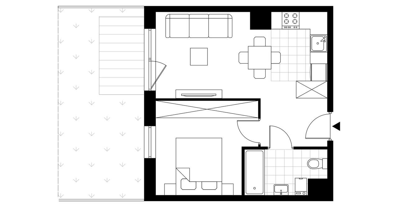 2-pokojowe mieszkanie 35m2 + ogródek - Pełny obrazek: 3/8