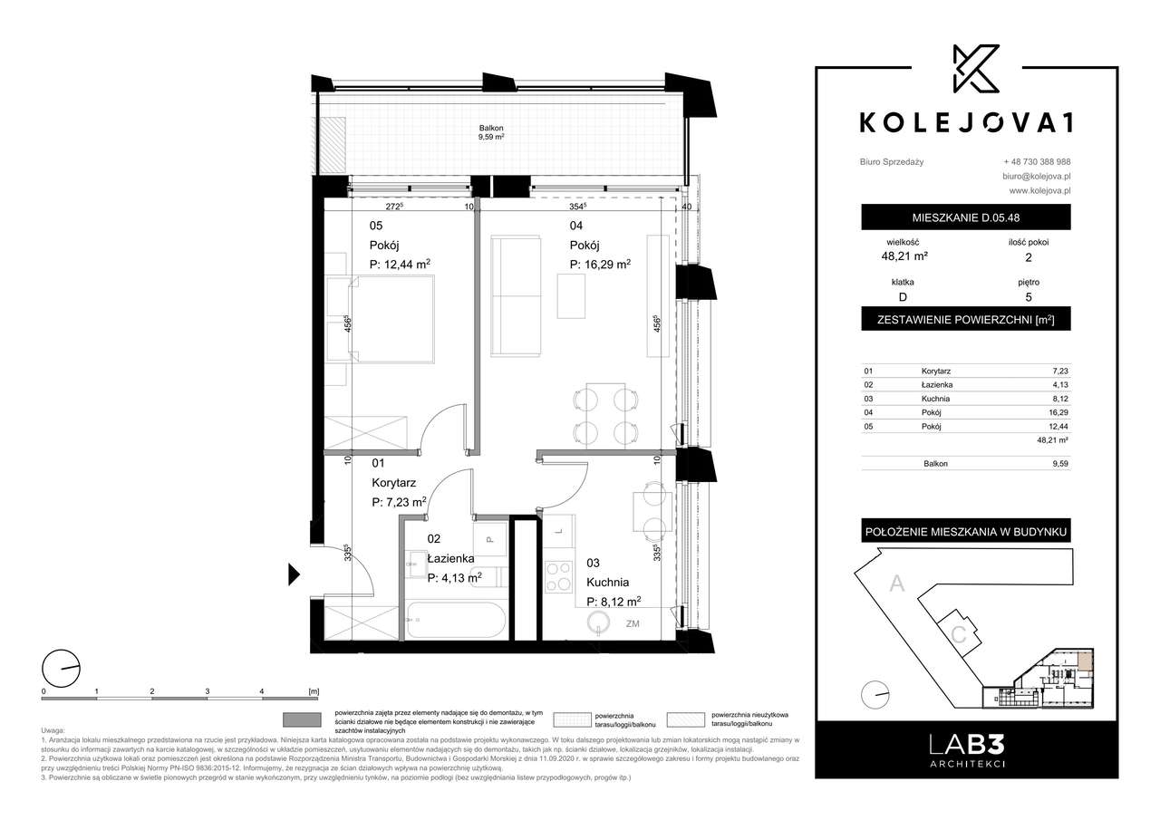 Kolejova 1 | mieszkanie 2-pok. | D.05.48 - Pełny obrazek: 2/7
