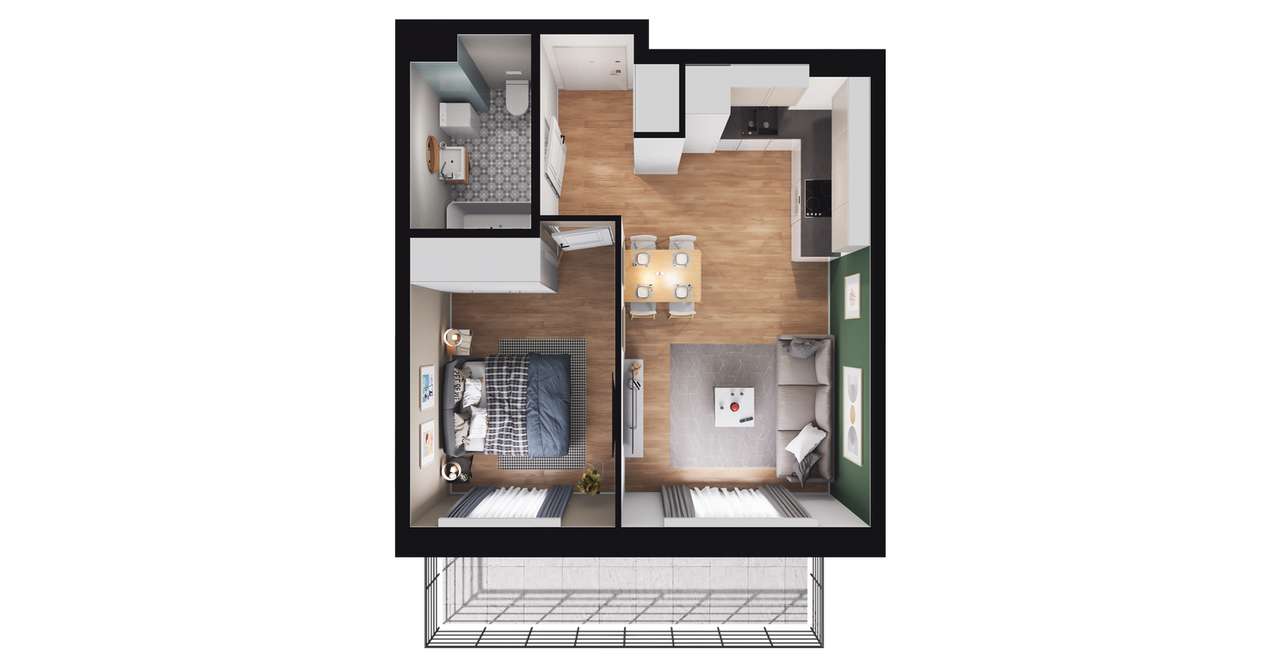 2-pokojowe mieszkanie 36m2 + balkon Bez Prowizji - Pełny obrazek: 2/8