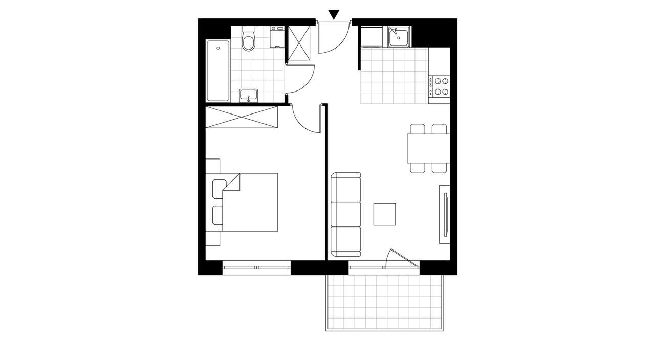 2-pokojowe mieszkanie 39m2 + balkon - Pełny obrazek: 3/8