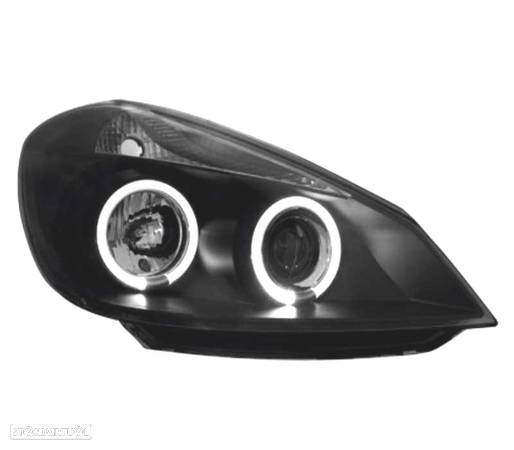 FARÓIS ANGEL EYES PARA RENAULT CLIO 05-09 FUNDO PRETO - 2