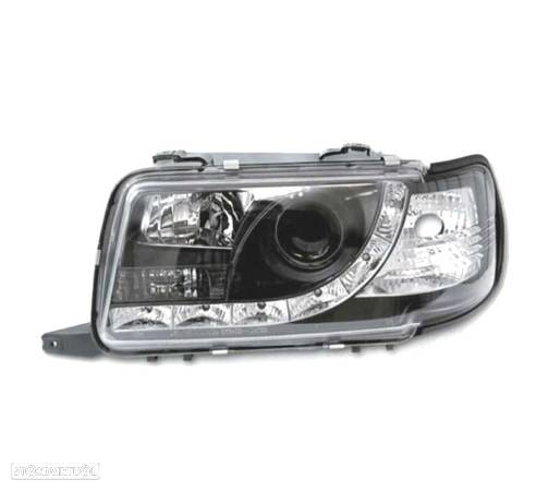 FARÓIS COM LUZ DIURNA LED PARA AUDI 80 91-94 FUNDO PRETO - 2