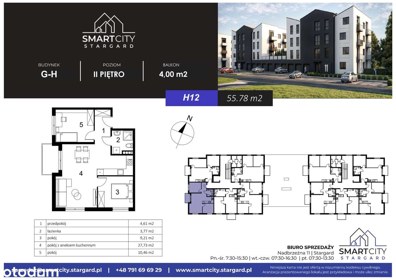 3-pokojowe mieszkanie 55m2 + balkon - Pełny obrazek: 2/7