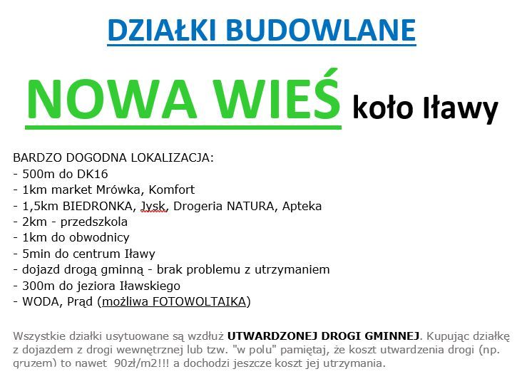 Działki budowlane NOWA WIEŚ /Iława