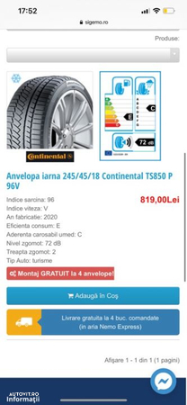 Cauc continental 245/45/R18 iarna dot 2015 runflat 4buc - 4