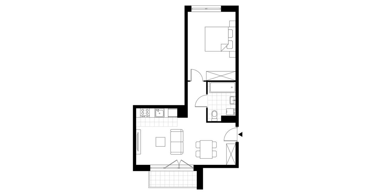 2-pokojowe mieszkanie 41m2 + balkon Bezpośrednio - Pełny obrazek: 4/9