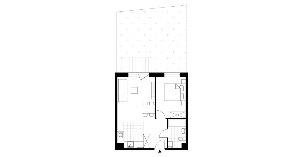 2-pokojowe mieszkanie 41m2 + ogródek - Pełny obrazek: 4/9