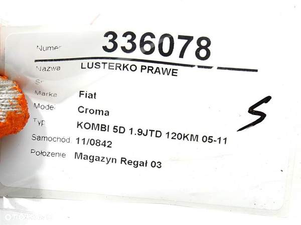 LUSTERKO PRAWE FIAT CROMA (194_) 2005 - 2022 1.9 D Multijet (194AXB1B) 88 kW [120 KM] olej napędowy - 6