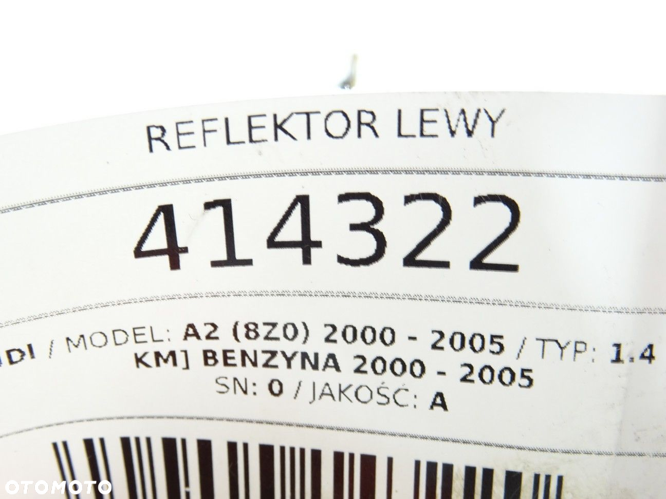 REFLEKTOR LEWY AUDI A2 (8Z0) 2000 - 2005 1.4 55 kW [75 KM] benzyna 2000 - 2005 - 4