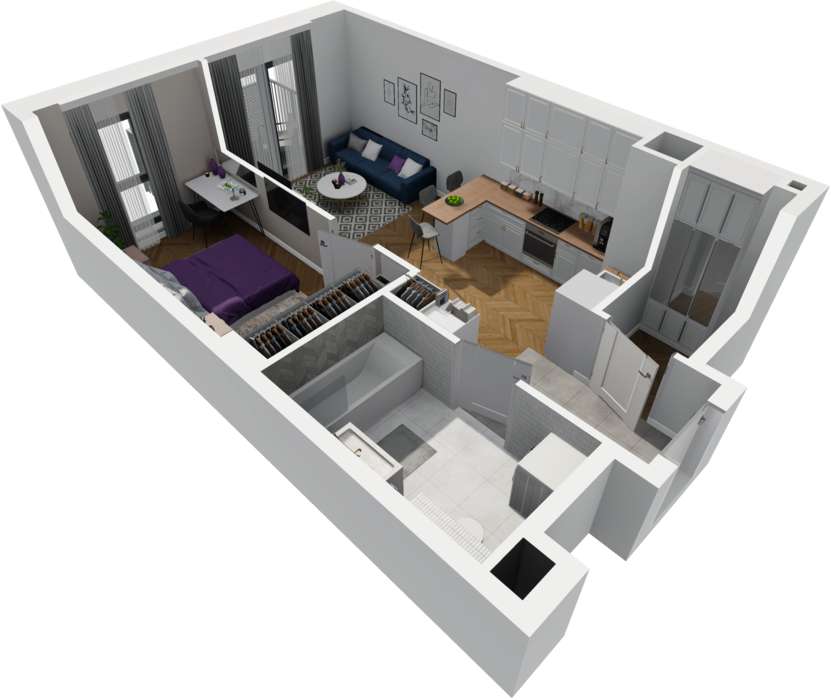 Centrum w 16 minut**Pełna oferta**Garaż w cenie w grudniu**Garderoba - Pełny obrazek: 5/6