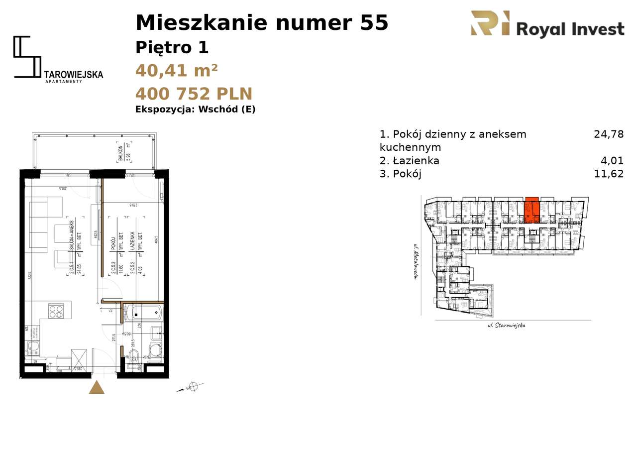 Mieszkanie M55 Apartamenty Starowiejska, Andrychów - Pełny obrazek: 3/8