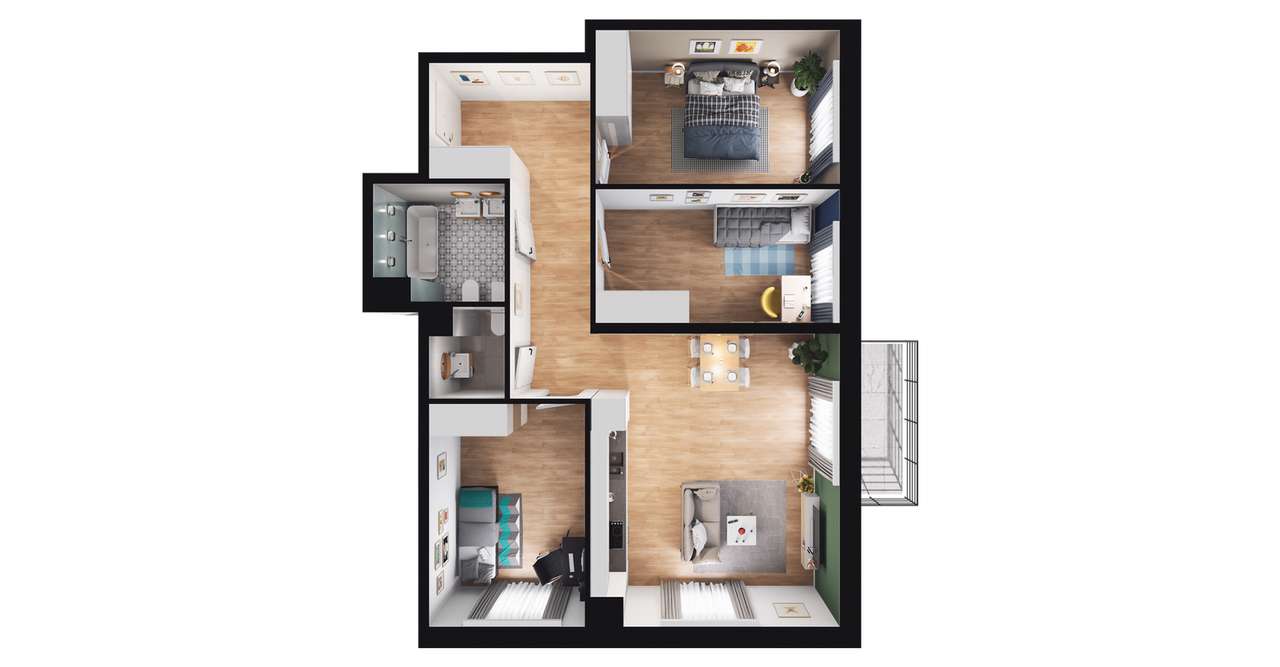 4-pokojowe mieszkanie 80m2 + balkon - Pełny obrazek: 2/8