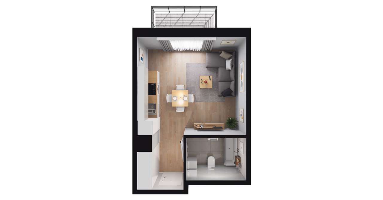 1-pokojowe mieszkanie 27m2 + balkon Bezpośrednio - Pełny obrazek: 2/8