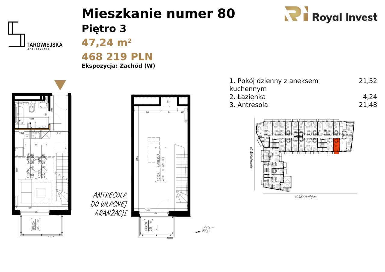 Mieszkanie M80 Apartamenty Starowiejska, Andrychów - Pełny obrazek: 3/8