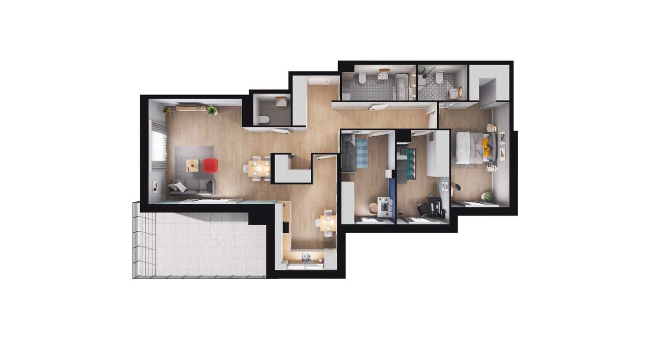 4-pokojowe mieszkanie 106m2 + balkon Bezpośrednio - Pełny obrazek: 2/7