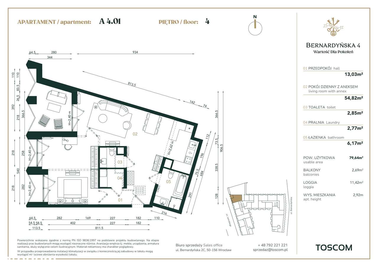 Bernardyńska 4 | mieszkanie 1-pok. | A/4/01 - Pełny obrazek: 2/9