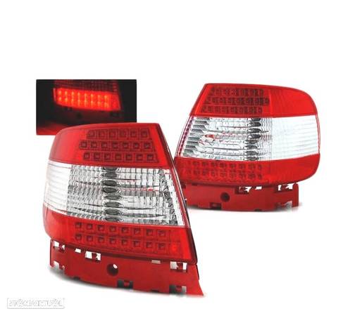 FAROLINS TRASEIROS LED PARA AUDI A4 94-00 VERMELHO BRANCO - 1