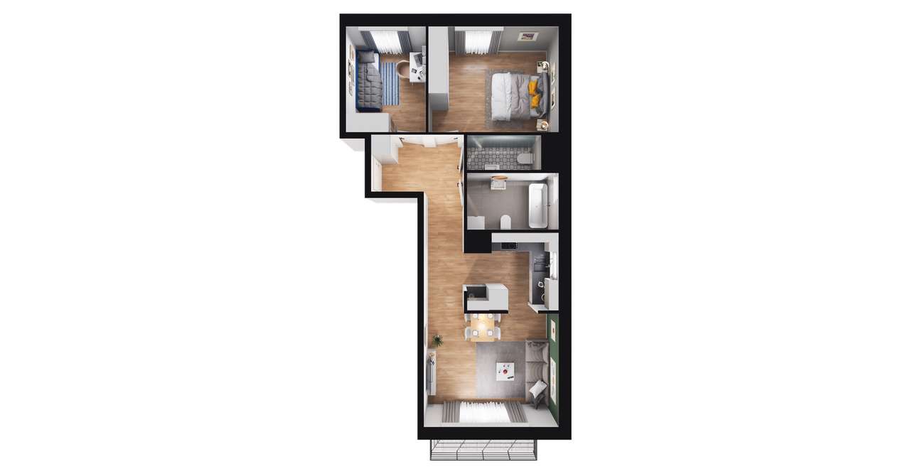 3-pokojowe mieszkanie 58m2 + balkon - Pełny obrazek: 3/9