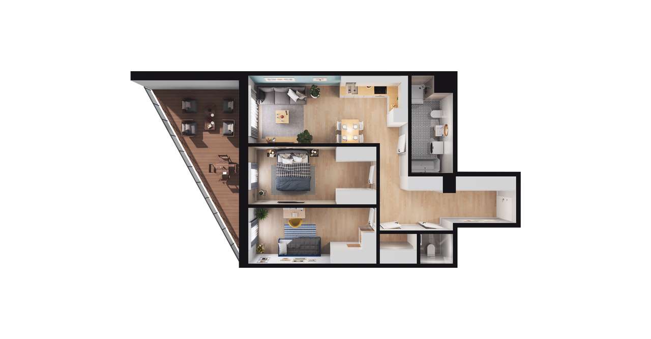 3-pokojowe mieszkanie 71m2 + loggia Bezpośrednio - Pełny obrazek: 2/8