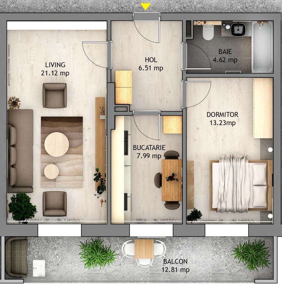 Apartament 2 camere finisat la cheie, Orhideea Sibiu - Imagine principală: 3/6