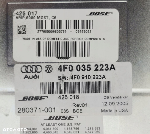 AUDI A6 C6 WZMACNIACZ BOSE RADIA 4F0035223A SPRAWNY - 5