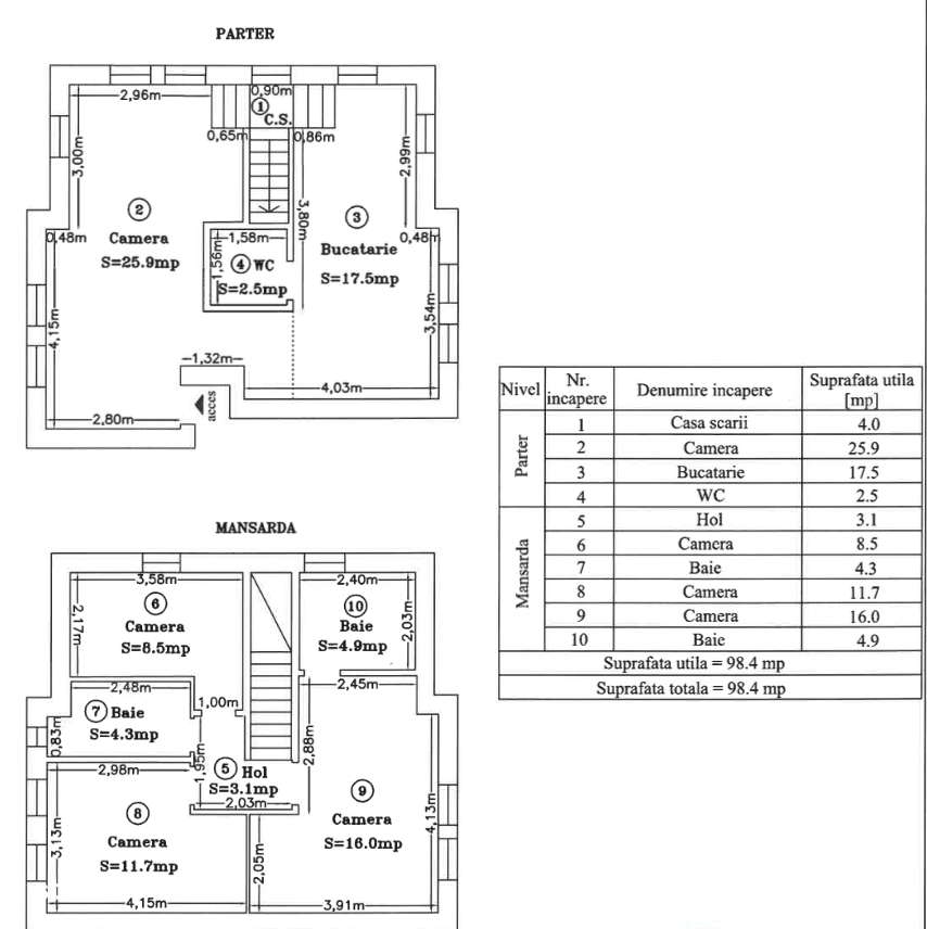 Comision 0 - zona Kaufland - Apt. cu 4 camere pe 2 niveluri - CT/AC-16