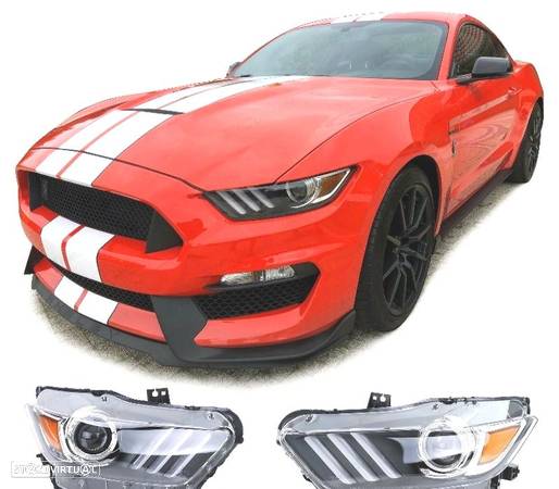 FARÓIS BIXENON PARA FORD MUSTANG 6 14-17 PRETO CROMADO - 1