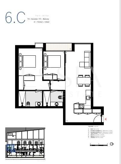 T2 Varanda e Garagem Matosinhos Sul | T2 Praia | Golden Coast Piscina-12