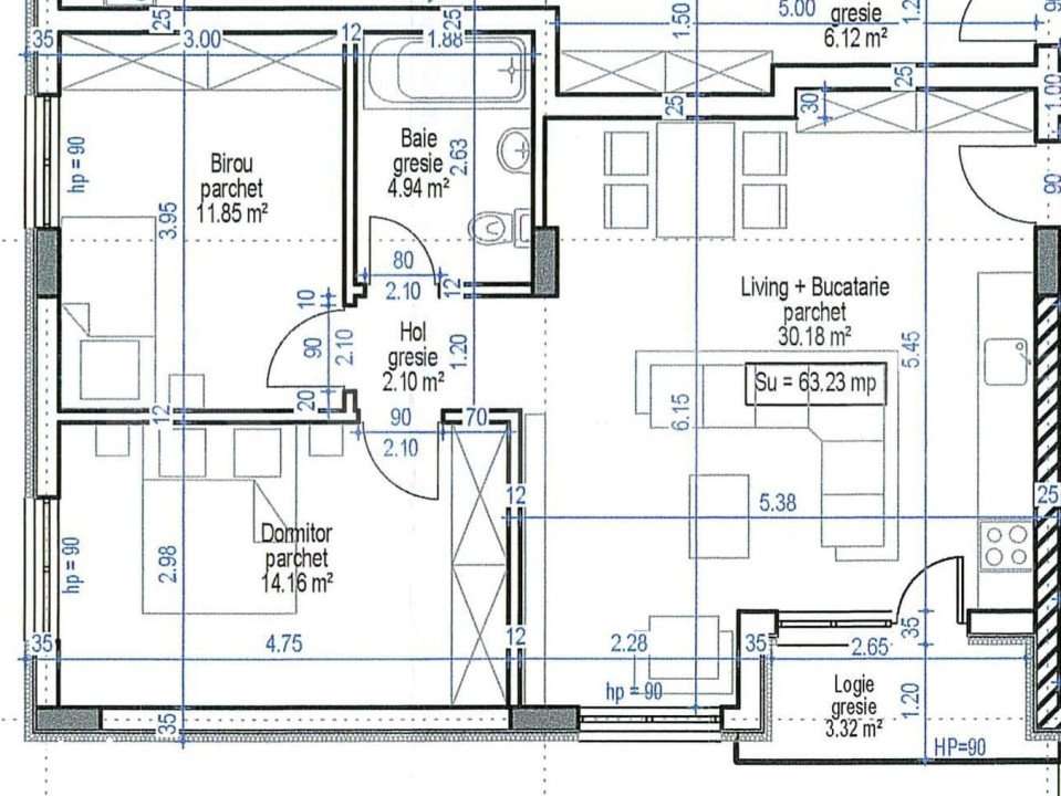 Comision Zero, Apartament finisat, 3 camere, semidecomandat, parcare — fotografia 1
