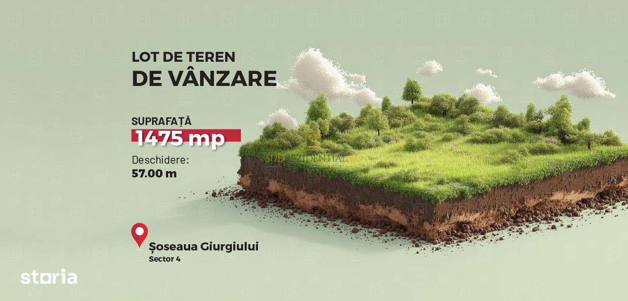 Teren intravilan 1.475 mp, deschidere 57 ml, N D Cocea sector 5 - Imagine principală: 1/4