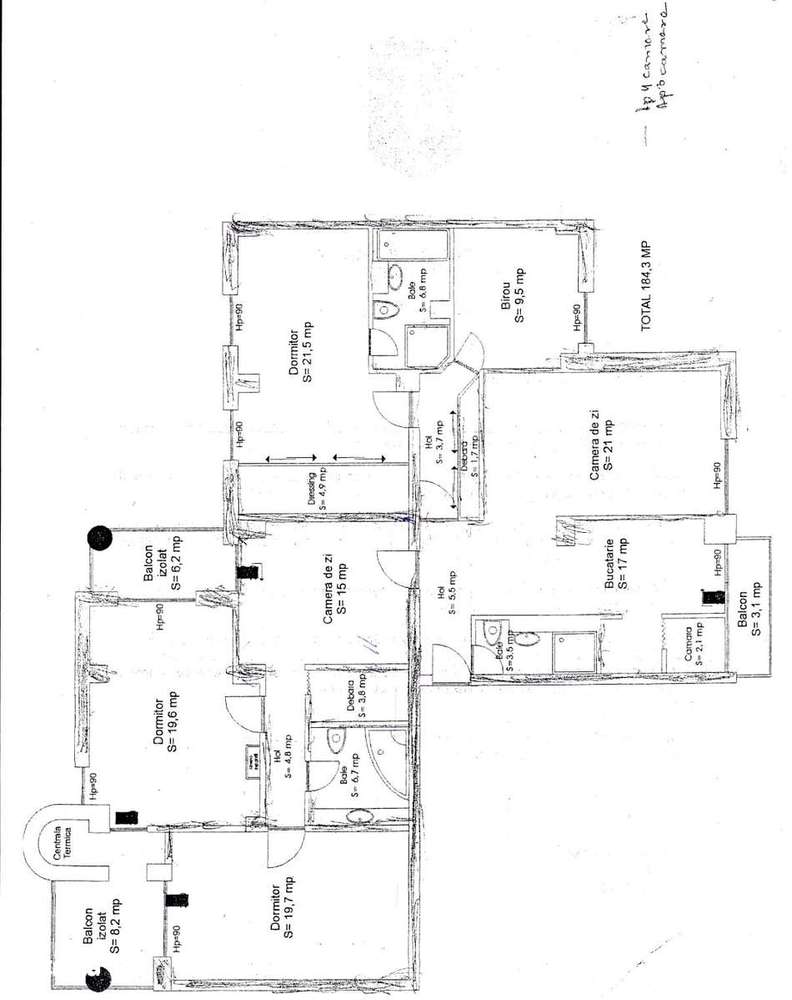 Apartament unic cu 7 camere, 3 balcoane, 3 bai, 2 parcari, 2 beciuri-7