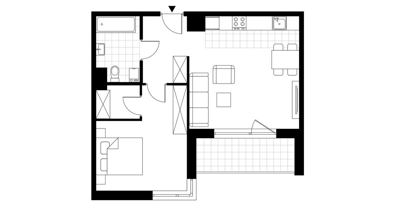 2-pokojowe mieszkanie 49m2 + loggia Bezpośrednio - Pełny obrazek: 3/8