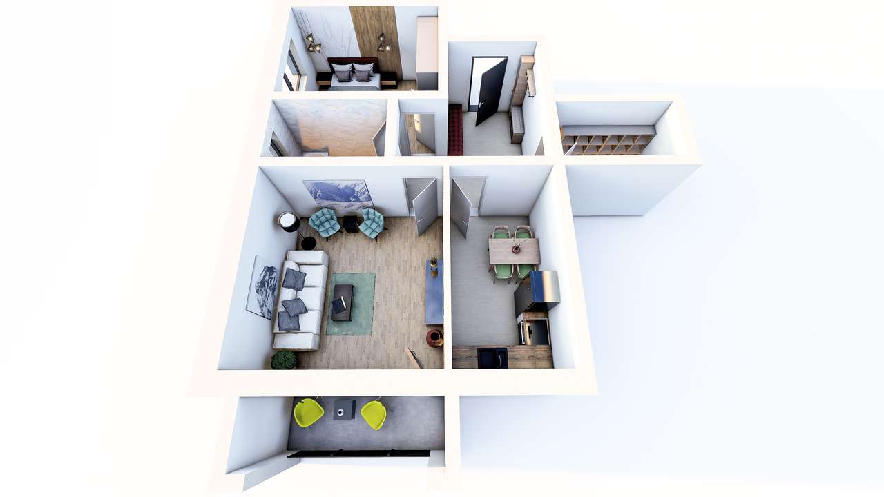 Apartament 2 camere, 60 mp, decomandat, 94 620 €, parcare inclusa.-0